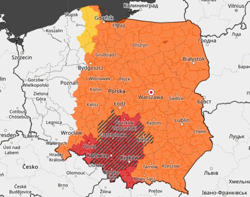 Alerty dla większości województw