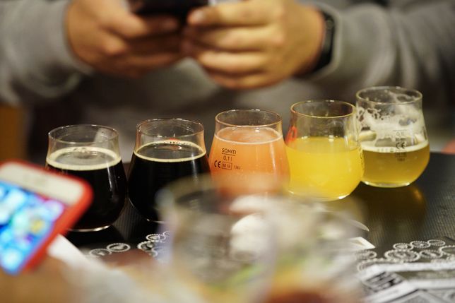 Samples of different beers for tasting are seen during the Warsaw Beer Festival in Warsaw, Poland on 25 October, 2019. The 11th Warsaw Beer Festival is presenting visitors with over 800 beers on tap and more than a hundred premiers of brews not available in shops. Poland has since a couple of years seen a large increase in locally and specialty brewed beers. (Photo by Jaap Arriens/NurPhoto via Getty Images)