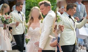 Rafał Brzozowski z żoną wychodzi z kościoła TUŻ PO CEREMONII ślubnej. Ładna z nich para? (ZDJĘCIA)