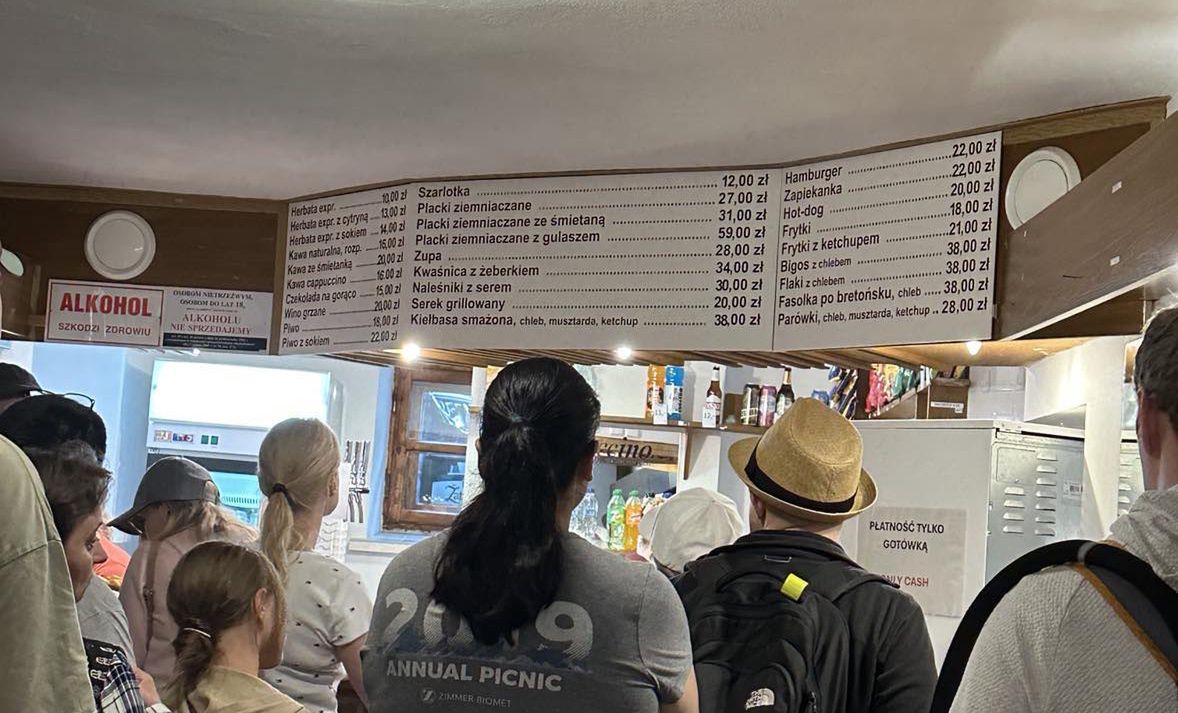 Ceny w schroniskowym barze