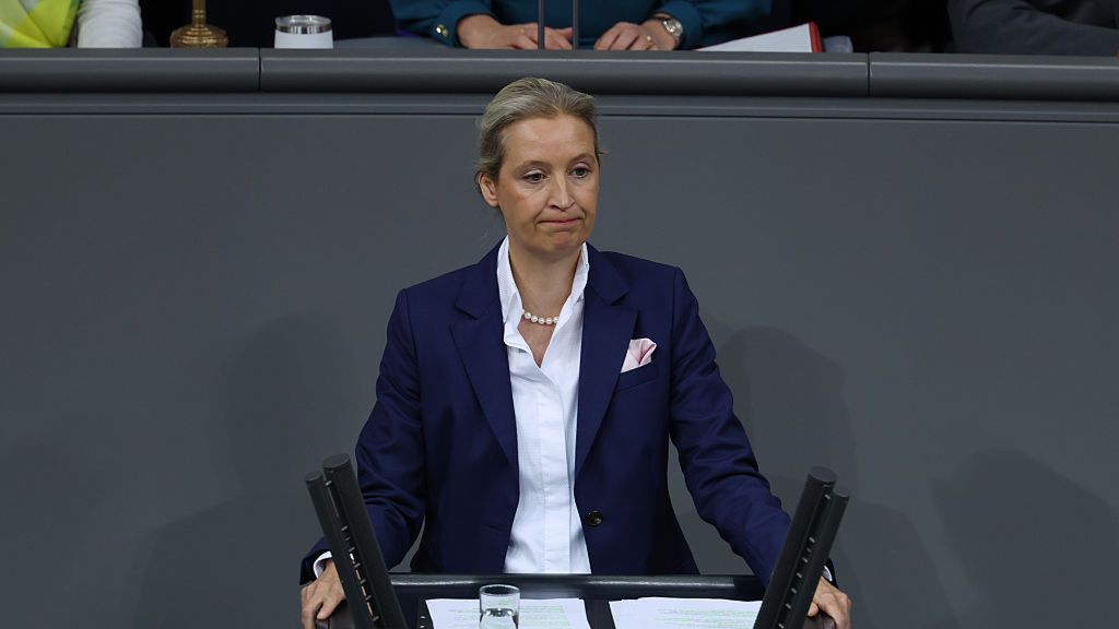 Merz Gives Foreign Policy Declaration At Bundestag
BERLIN, GERMANY - JANUARY 29: Alice Weidel, co-leader of the far-right Alternative for Germany (AfD), speaks after German Chancellor Friedrich Merz gave a government declaration at the Bundestag on Germany's foreign policy on January 29, 2026 in Berlin, Germany. The disruption of transatlantic ties caused by U.S. President Donald Trump has prompted many European countries, including Germany, to fundamentally re-evaluate their foreign policy framework. (Photo by Sean Gallup/Getty Images)
Sean Gallup