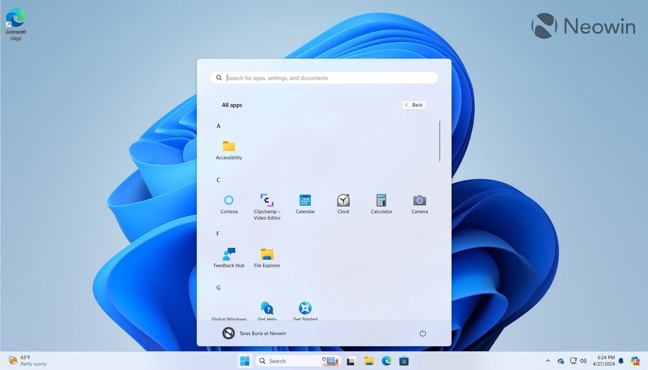 Nowe menu Start w Windows 11