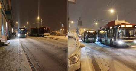 Paraliż Lublina! Jest ślisko i pada śnieg. Autobusy nie mogą wyjechać pod ul. Lubartowską