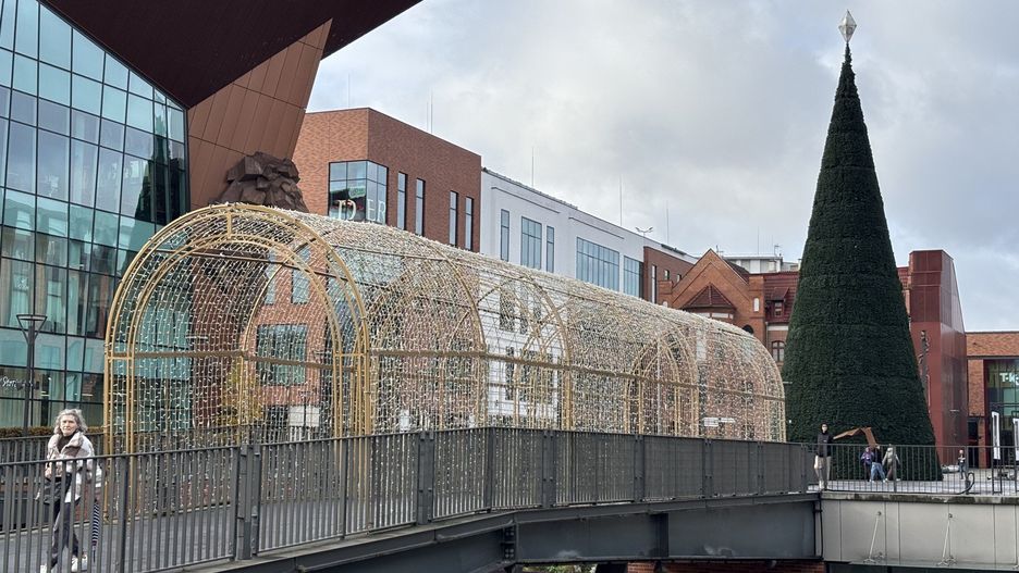Choinka w październiku przed Forum Gdańsk