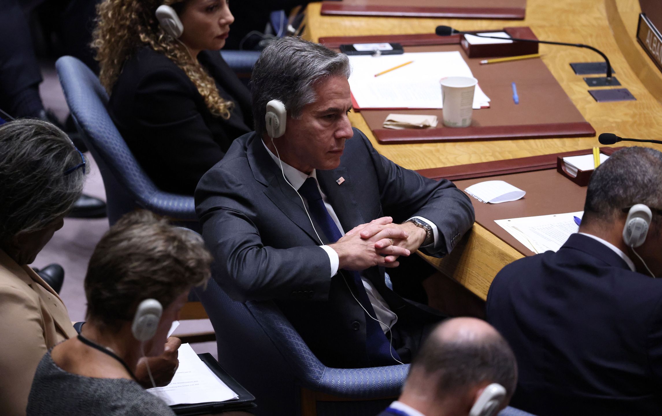US Secretary of State Antony Blinken listens during a high-level United Nations Security Council meeting about the ongoing conflict in Ukraine on the sidelines of the General Debate of the UN General Assembly at UN Headquarters in New York, New York, USA, 22 September 2022. EPA/JUSTIN LANE Dostawca: PAP/EPA.