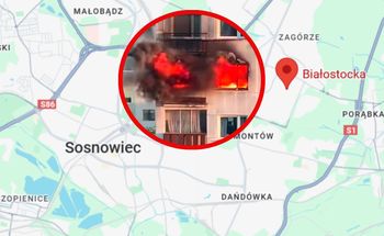 Pożar w Sosnowcu. Płomienie buchały z mieszkania, są nagrania