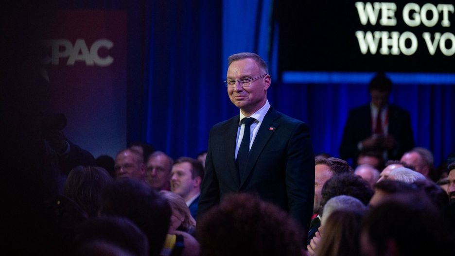 Temporary
President of Poland Andrzej Duda stands as United States President President Donald J Trump talks about meeting with Duda before taking the stage at the 2025 Conservative Political Action Conference (CPAC) in National Harbor, Maryland, U.S., on Saturday, February 22, 2025. Photo by Annabelle Gordon/CNP/ABACAPRESS.COM
CNP/ABACA