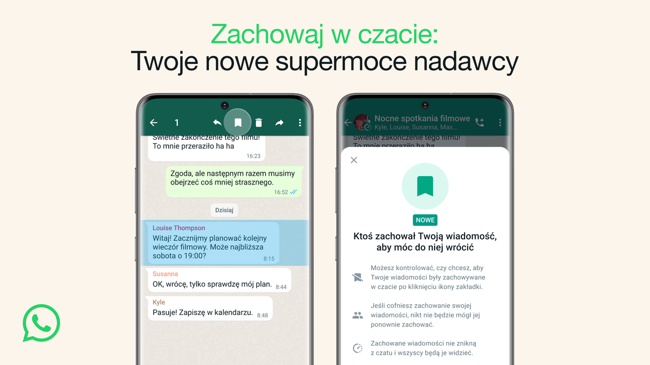 Nowa funkcja w WhatsApp: "zachowaj w czacie".