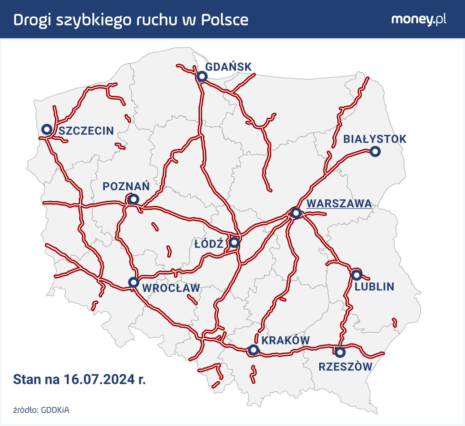 Mapa dróg szybkiego ruchu w Polsce