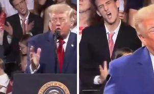 Zrobił furorę na wiecu. Cały czas naśladował Trumpa
