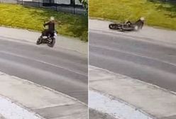 Motocyklista wypadł na zakręcie. Wszystko nagrała kamera