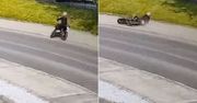 Motocyklista wypadł na zakręcie. Wszystko nagrała kamera