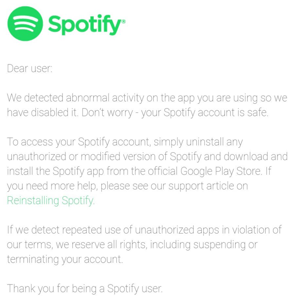 e-mail od Spotify, Torrentfreak
