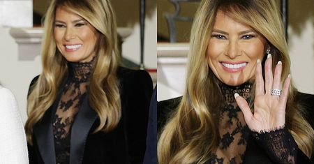 Melania Trump wskoczyła w koronkową kreację na bal świąteczny. Po raz kolejny zaskoczyła odważnym wyborem [ZDJĘCIA]