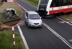 Stanął na torach kolejowych. Moment wypadku w Grodzisku Wielkopolskim