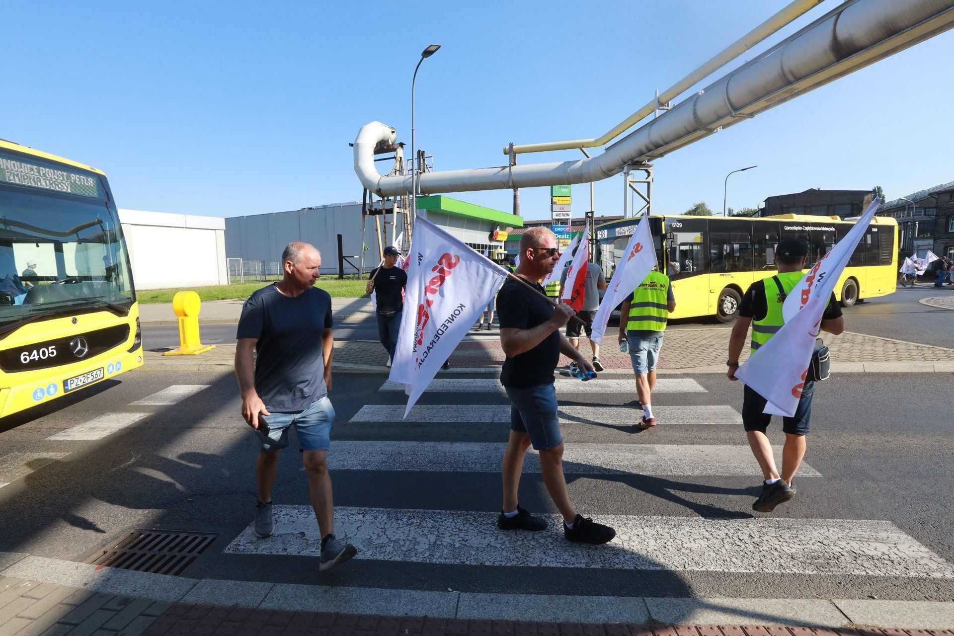 Protest związkowców ws. Huty Batory w Chorzowie