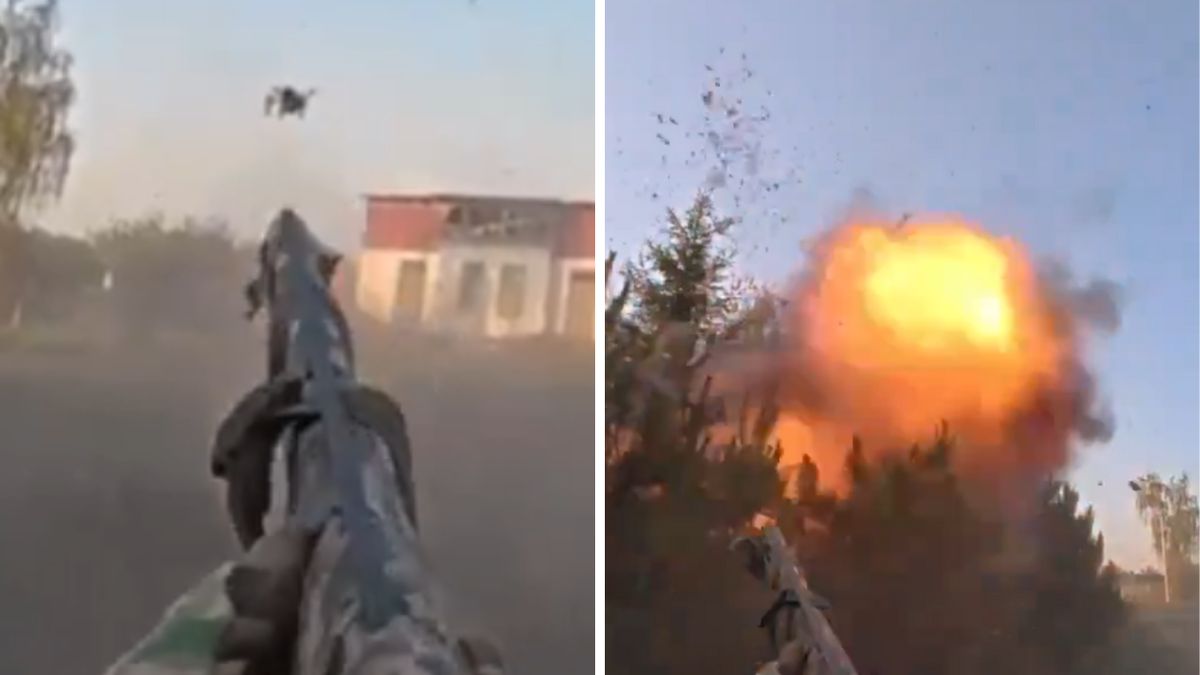  Niesamowite wideo z frontu. Zestrzelił drona w ostatniej sekundzie