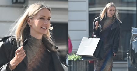 Agnieszka Woźniak-Starak obładowana torbami opuszcza najdroższy butik w stolicy