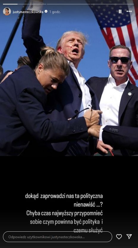 Justyna Steczkowska reaguje na postrzelenie Donalda Trumpa