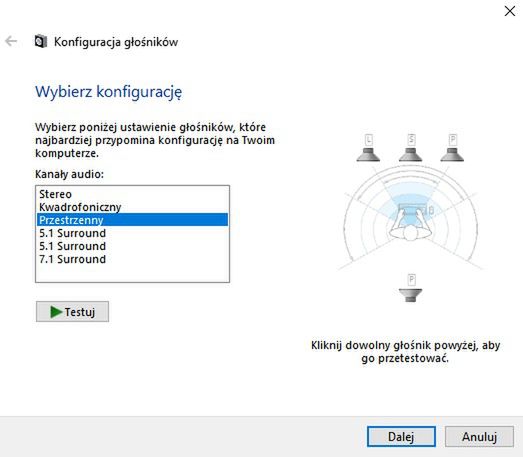 Nowa konfiguracja w Windows dla 4 głośników