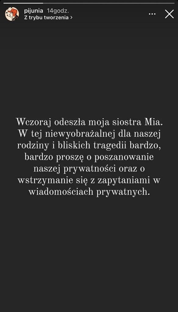Nie żyje Mia Nesti Baka