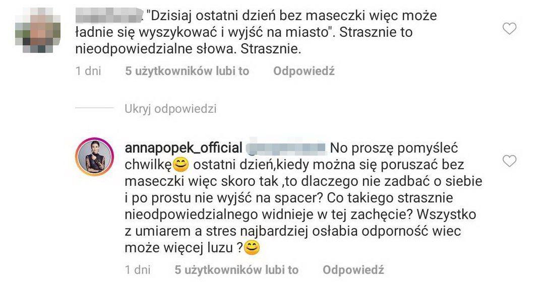 Anna Popek walczy ze swoimi obserwującymi