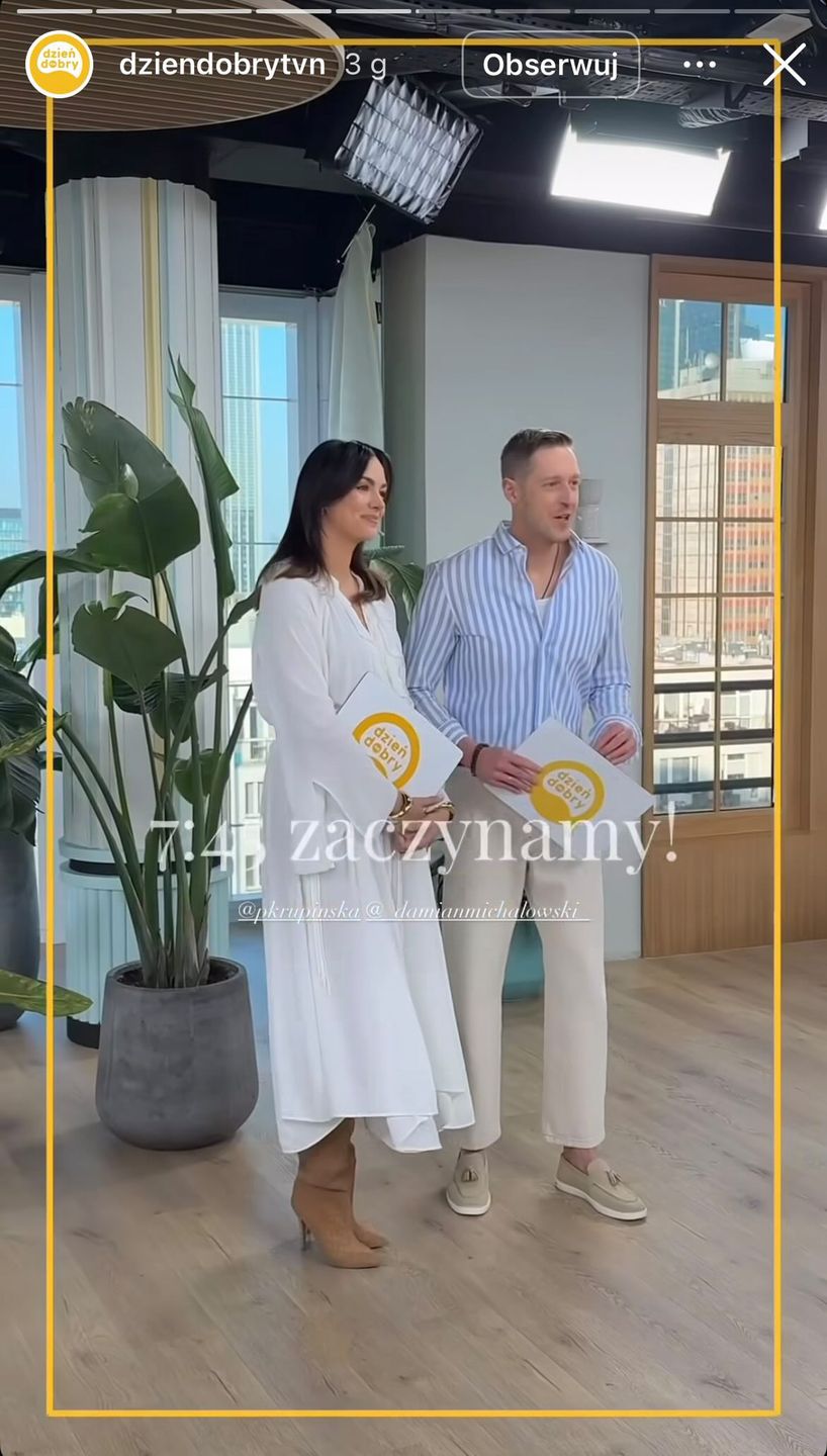 Paulina Krupińska w zwiewnej sukience w studiu "DDTVN"