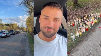 Jest nagranie z miejsca wypadku Łukasza Litewki. Przy drodze ustawiono mnóstwo zniczy