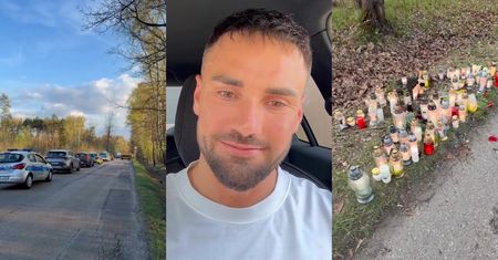 Jest nagranie z miejsca wypadku Łukasza Litewki. Przy drodze ustawiono mnóstwo zniczy (WIDEO)