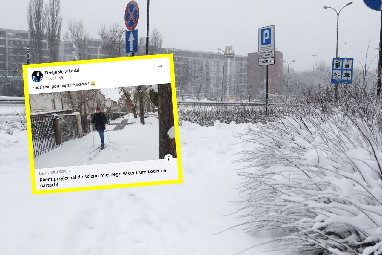 Łodzianin pojechał po mięso na nartach. "Ekspedientka się zdziwiła"
