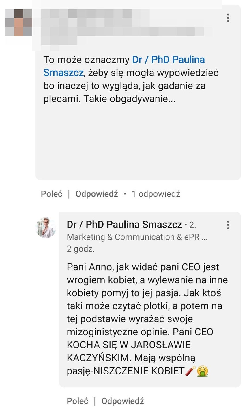 Wymiana zdań pomiędzy Pauliną Smaszcz, a Barbarą Krysztofczyk