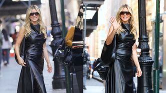 Heidi Klum eksponuje ZGRABNĄ SYLWETKĘ, przemierzając Nowy Jork w seksownej skórzanej sukience. Petarda?
