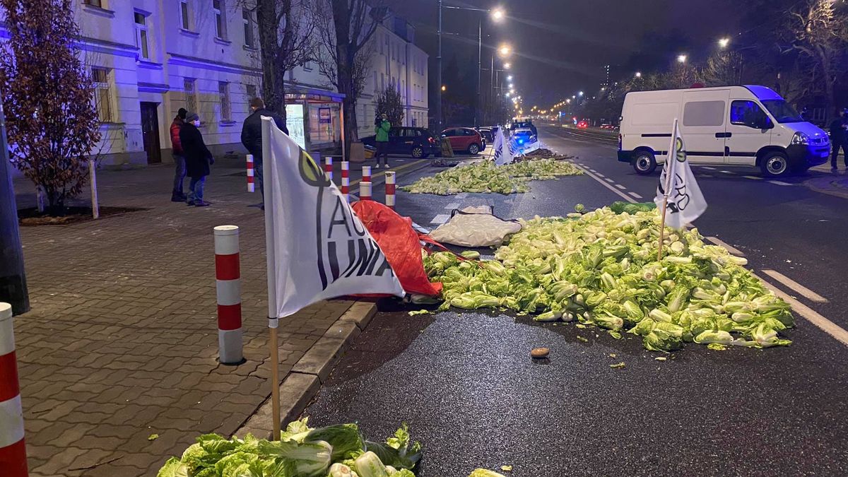 Protest rolników nieopodal domu Jarosława Kaczyńskiego