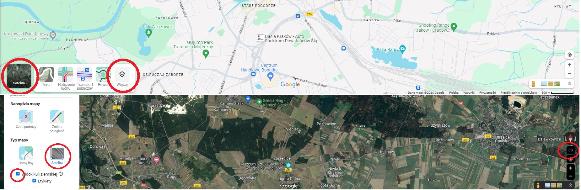 Zrzut ekranu z Google Maps