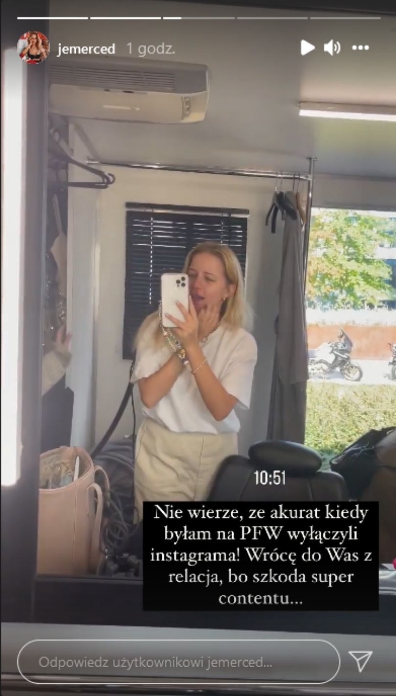 Dramat Jessiki Mercedes. Przez awarię Instagrama nie mogła relacjonować Tygodnia Mody