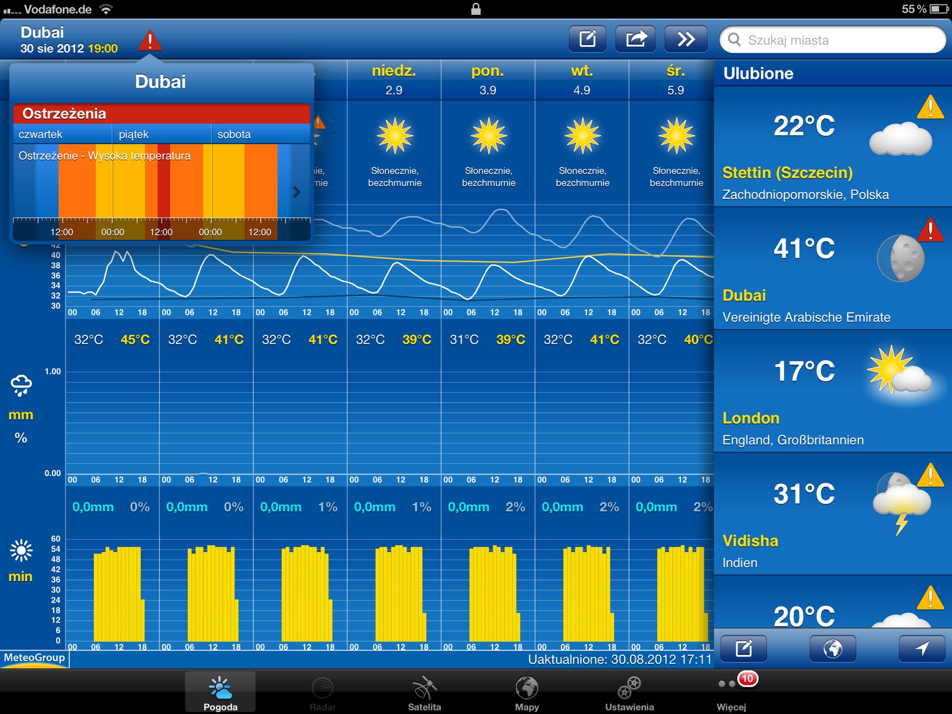 Ostrzeżenia i więcej nowości w aplikacji WeatherPro na iPada 2