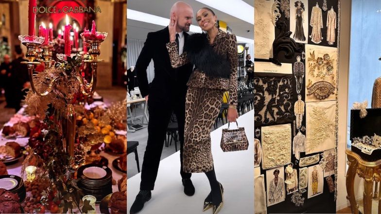 Omenaa Mensah i Rafał Brzoska spędzają LUKSUSOWY weekend w Mediolanie: pokaz mody Dolce&Gabbana, efektowne kreacje, złote dodatki (ZDJĘCIA)
