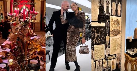 Omenaa Mensah i Rafał Brzoska spędzają LUKSUSOWY weekend w Mediolanie: pokaz mody Dolce&Gabbana, efektowne kreacje, złote dodatki (ZDJĘCIA)