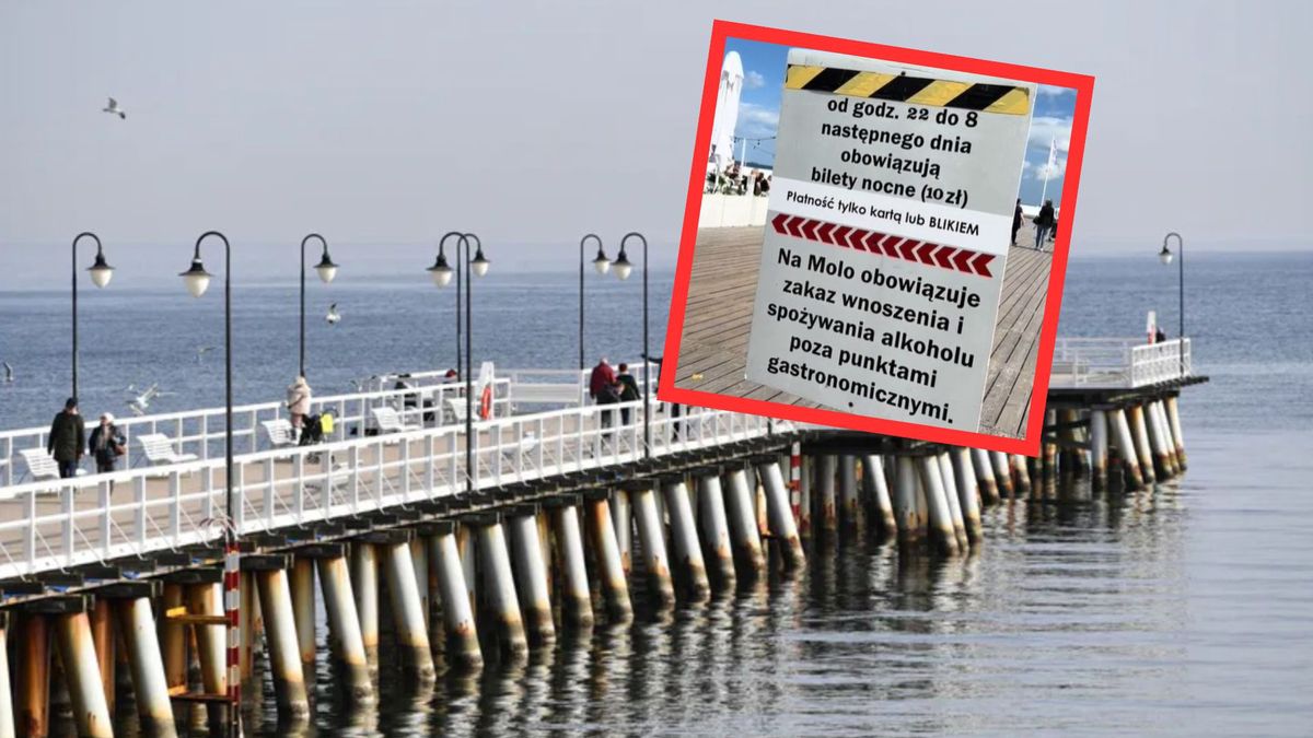 Turystka na molo w Sopocie. "Szok"