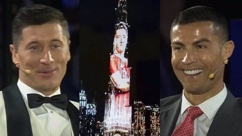 Robert Lewandowski i Cristiano Ronaldo na Global Soccer Awards w Dubaju