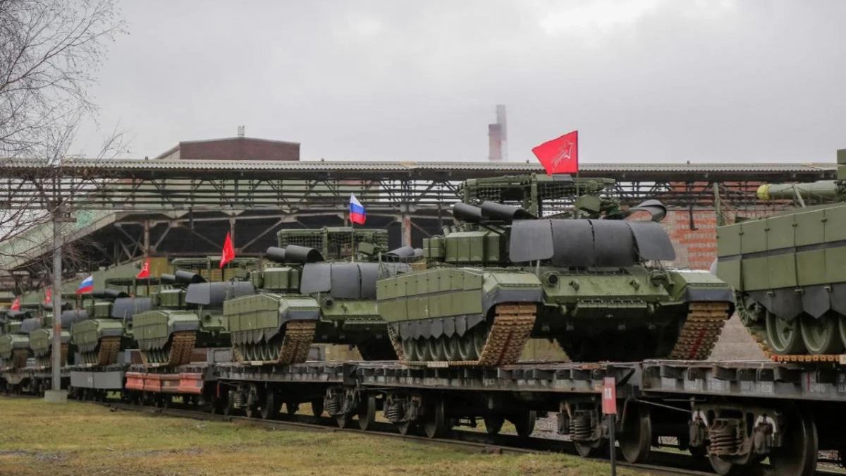 Czołgi Rosjan zmierzające na front