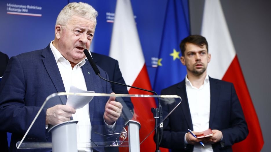 Konferencja prasowa Ministra Rolnictwa
25.02.2024. Warszawa. Konferencja prasowa Ministra Rolnictwa z udzialem wiceministrow. Fot. Filip Naumienko/REPORTER 
n/z: Czeslaw Siekierski, Michal Kolodziejczak
Filip Naumienko/REPORTER