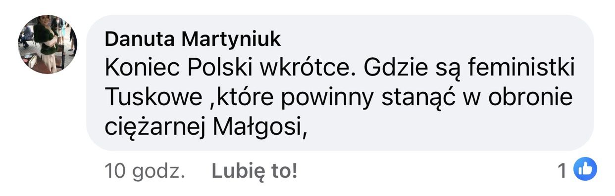Danuta Martyniuk komentuje wpis Joanny Kurskiej