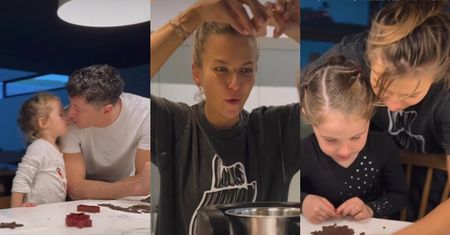 Anna Lewandowska produkuje pierniczki z rodziną w koszulce Louis Vuitton za KILKA TYSIĘCY ZŁOTYCH. Pokazała też twarze córek. Miło? (ZDJĘCIA)