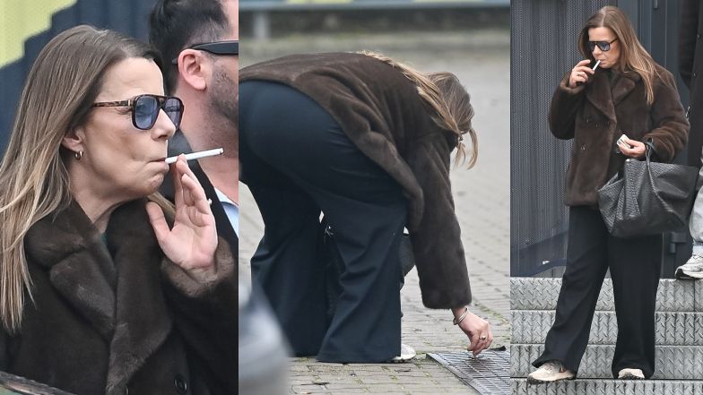 Agata Kulesza z papierosem