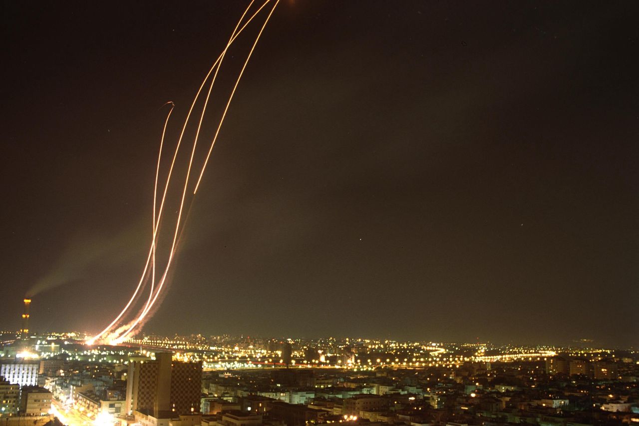 American Patriot missiles defending Israel from Iraqi Scuds