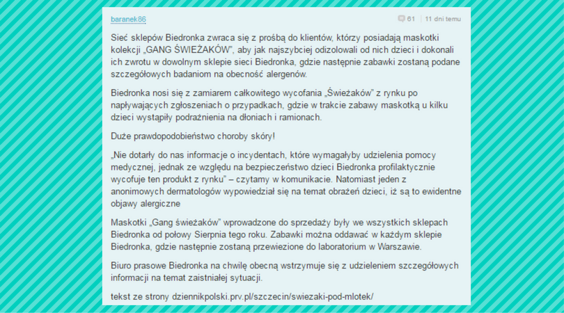 Klienci podejrzewają, że maskotki zawierają szkodliwe alergeny