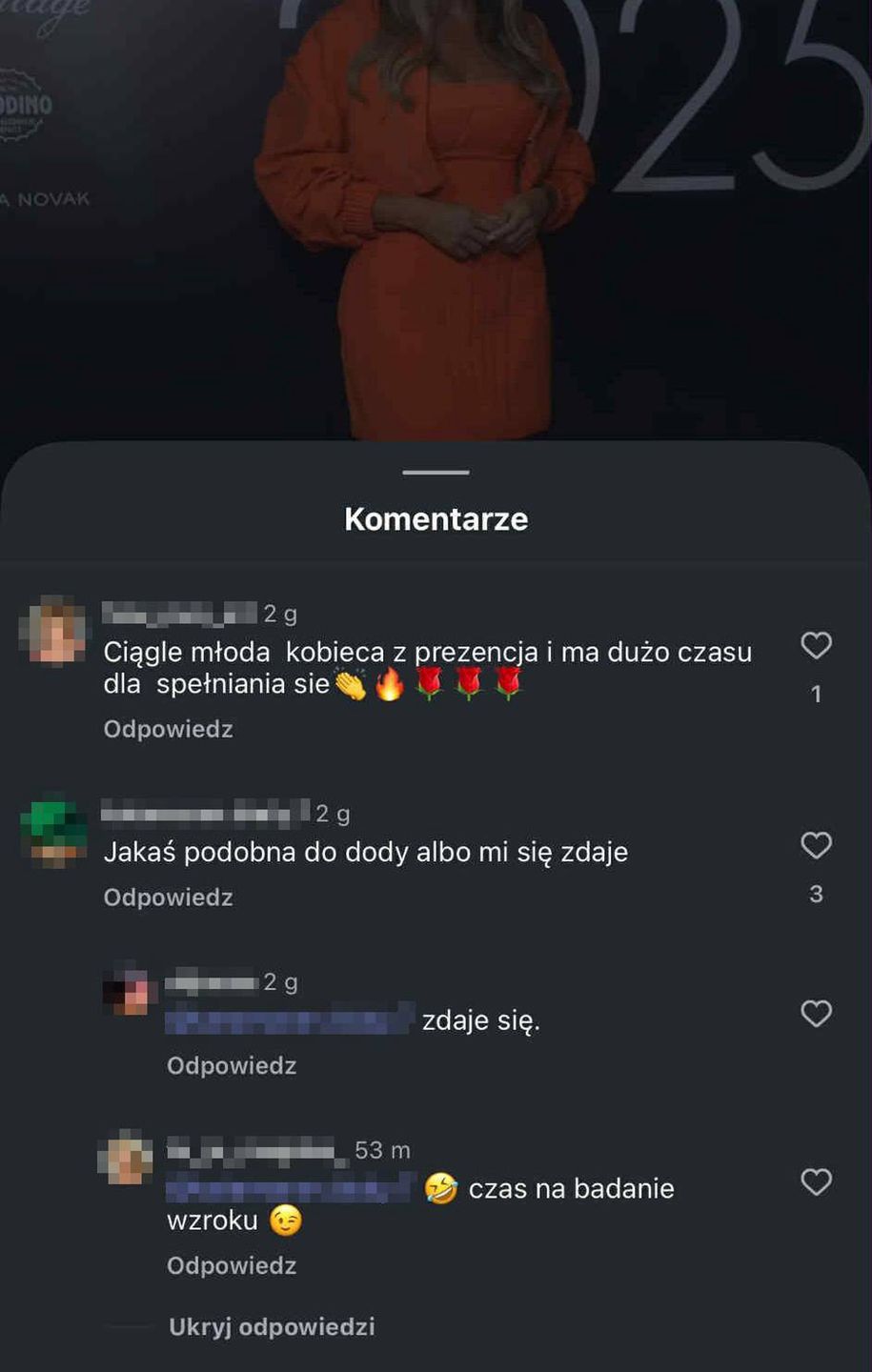 Komentarze pod postem Małgorzaty Rozenek