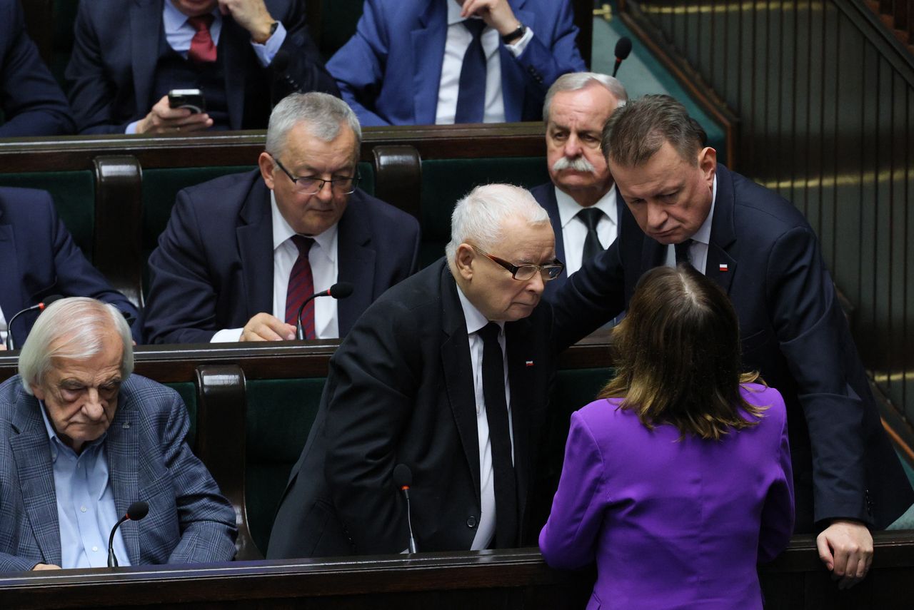 Na zdjęciu Jarosław Kaczyński i politycy PiS