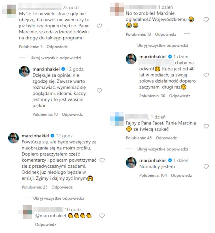 Komentarze pod postem Marcina Hakiela